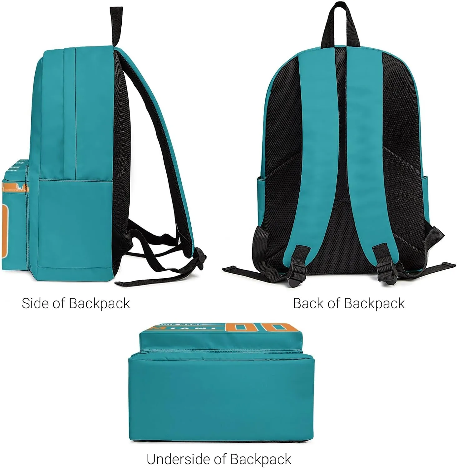 Custom Miami 3-Piece Set Backpack with Lunch Bag Pencil Case Personalized Name Number School Book Bags Customized Backpack Set Gifts for Girls Boys Fans
