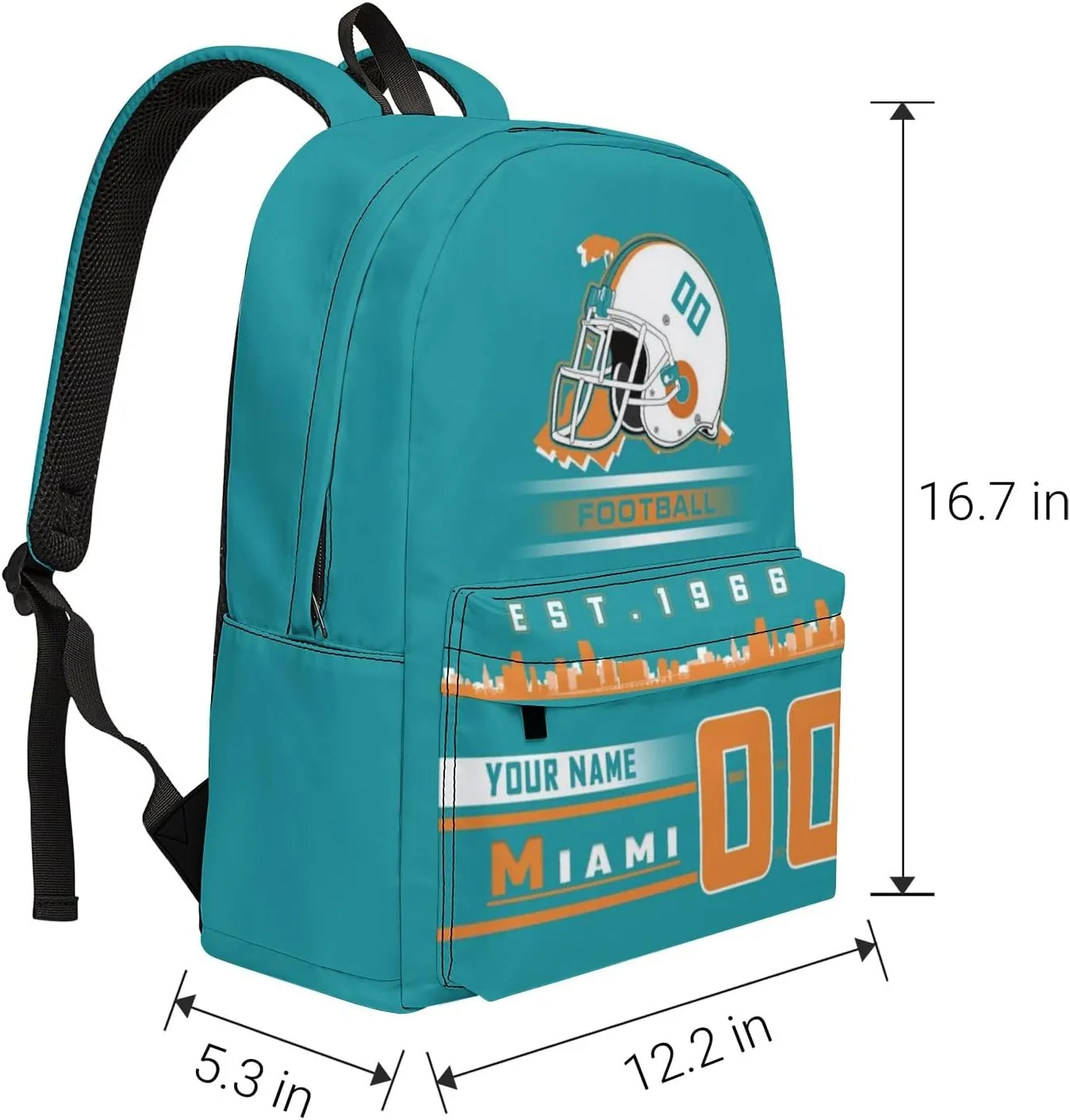 Custom Miami 3-Piece Set Backpack with Lunch Bag Pencil Case Personalized Name Number School Book Bags Customized Backpack Set Gifts for Girls Boys Fans