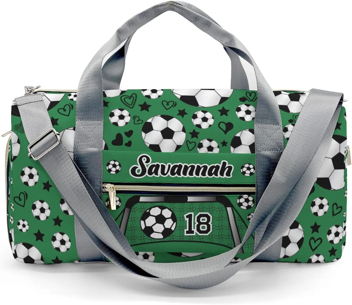 Custom MultiFunction Duffel Bag Sport Soccer Balls Team Number Forest Sports Gym Bags Travel Weekender Overnight Bag for Girls Boys,Personalized Gymnastic Work Out Bags