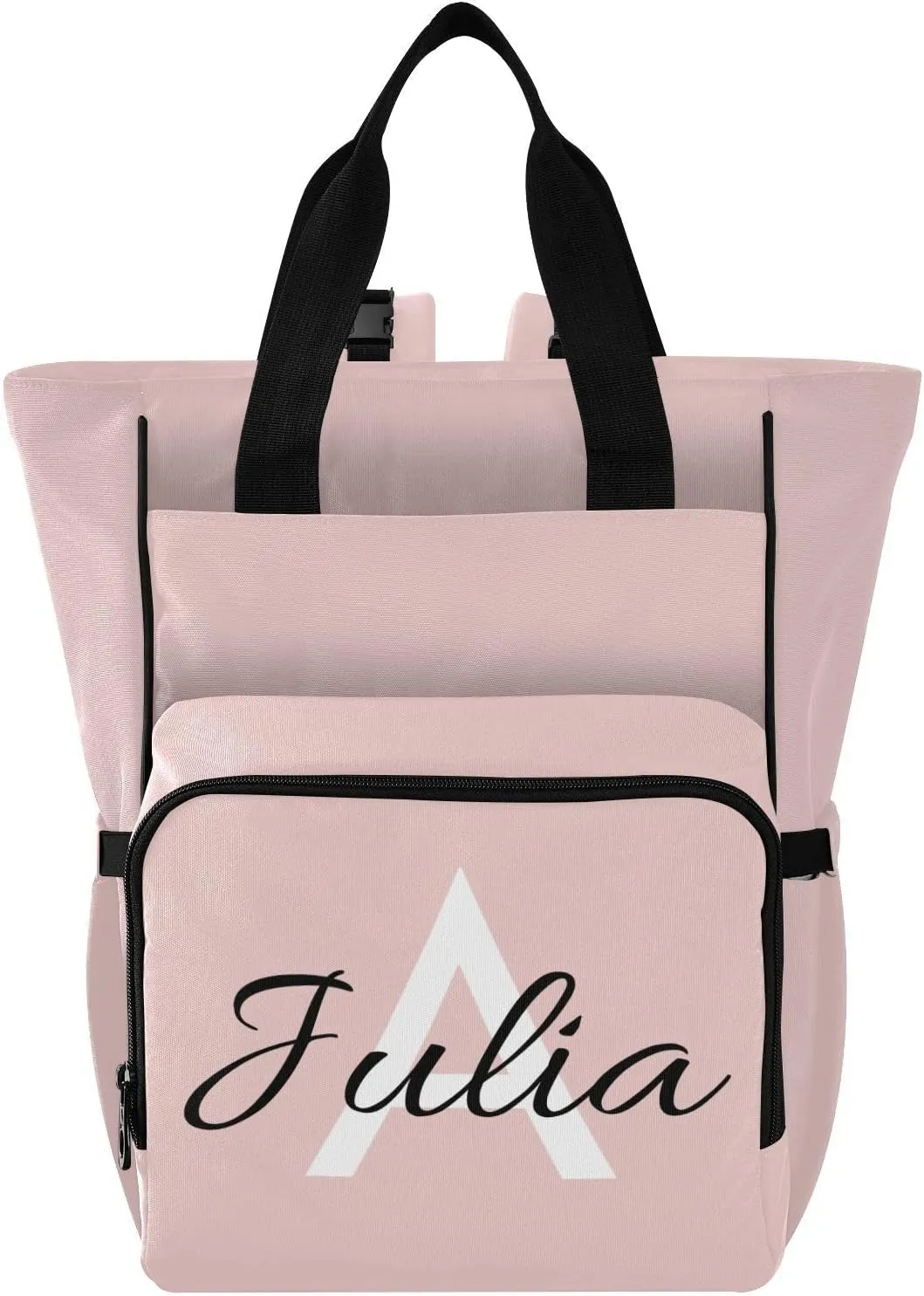 Custom Rose Quartz Diaper Bag Backpack for Baby Boy Girl Large Capacity Baby Changing Totes with Three Pockets Multifunction Travel Baby Bag for Playing Shopping