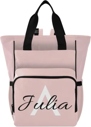 Custom Rose Quartz Diaper Bag Backpack for Baby Boy Girl Large Capacity Baby Changing Totes with Three Pockets Multifunction Travel Baby Bag for Playing Shopping