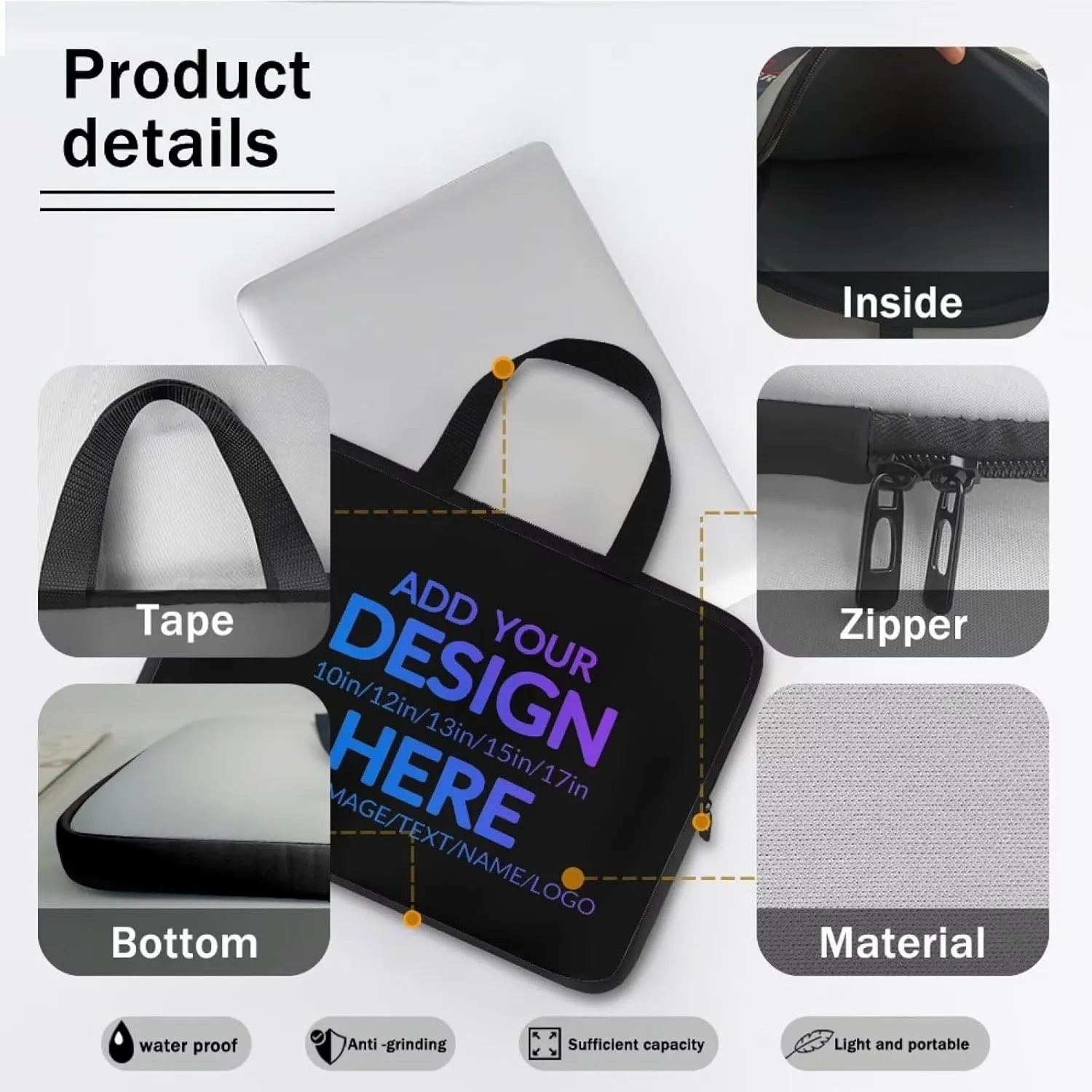 Customizable Pattern Laptop Bag 10-17 Inch Laptop Case Computer Carrying Case Laptop Sleeve Bag Suitable for Most Sizes of Laptops Case Bag