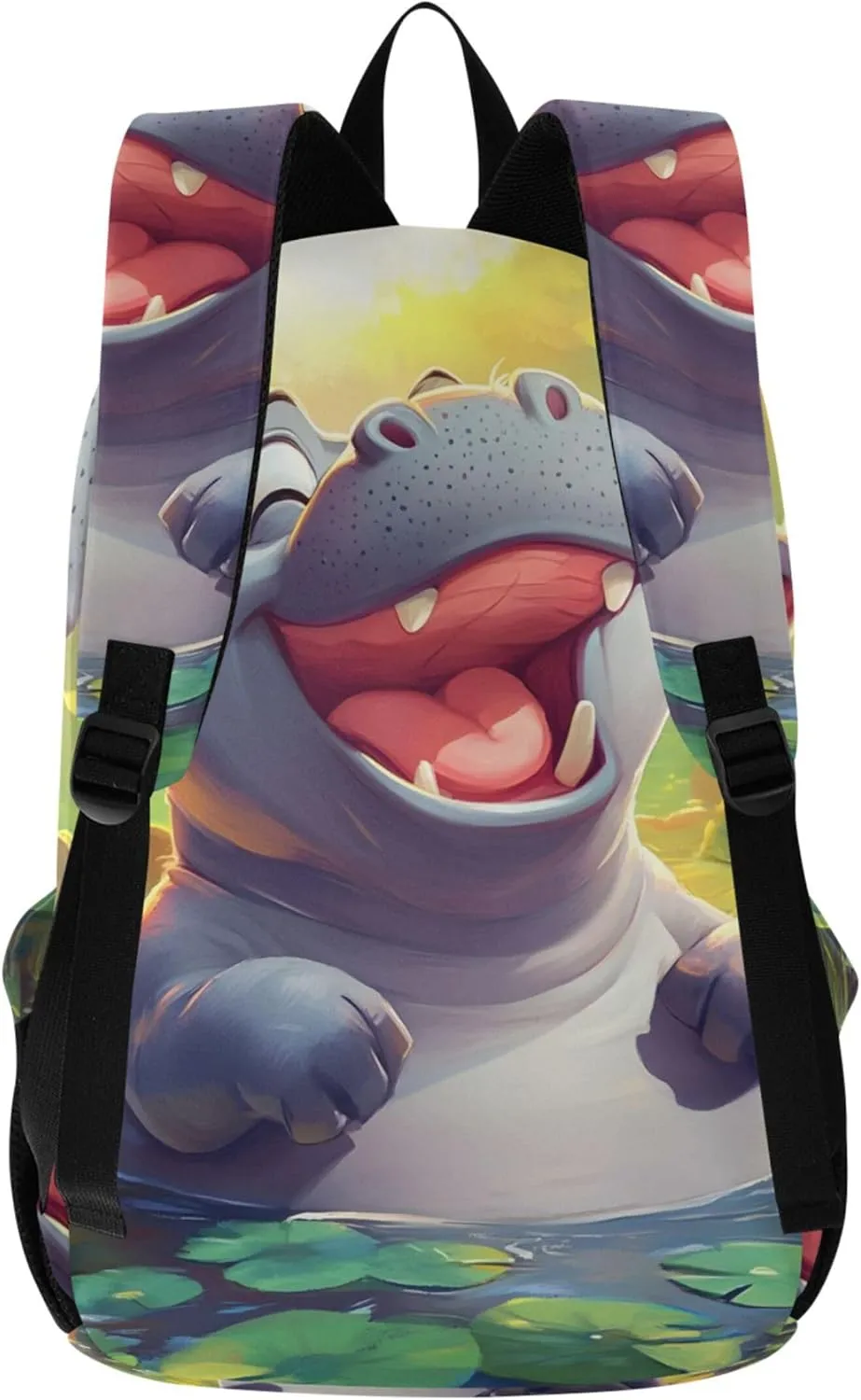 Cute Cartoon Hippo Animal Womens Casual Backpack Daypack Cute School Backpack for Teens