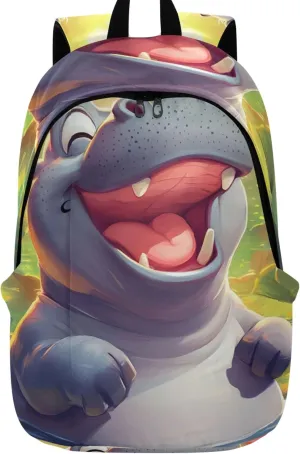 Cute Cartoon Hippo Animal Womens Casual Backpack Daypack Cute School Backpack for Teens