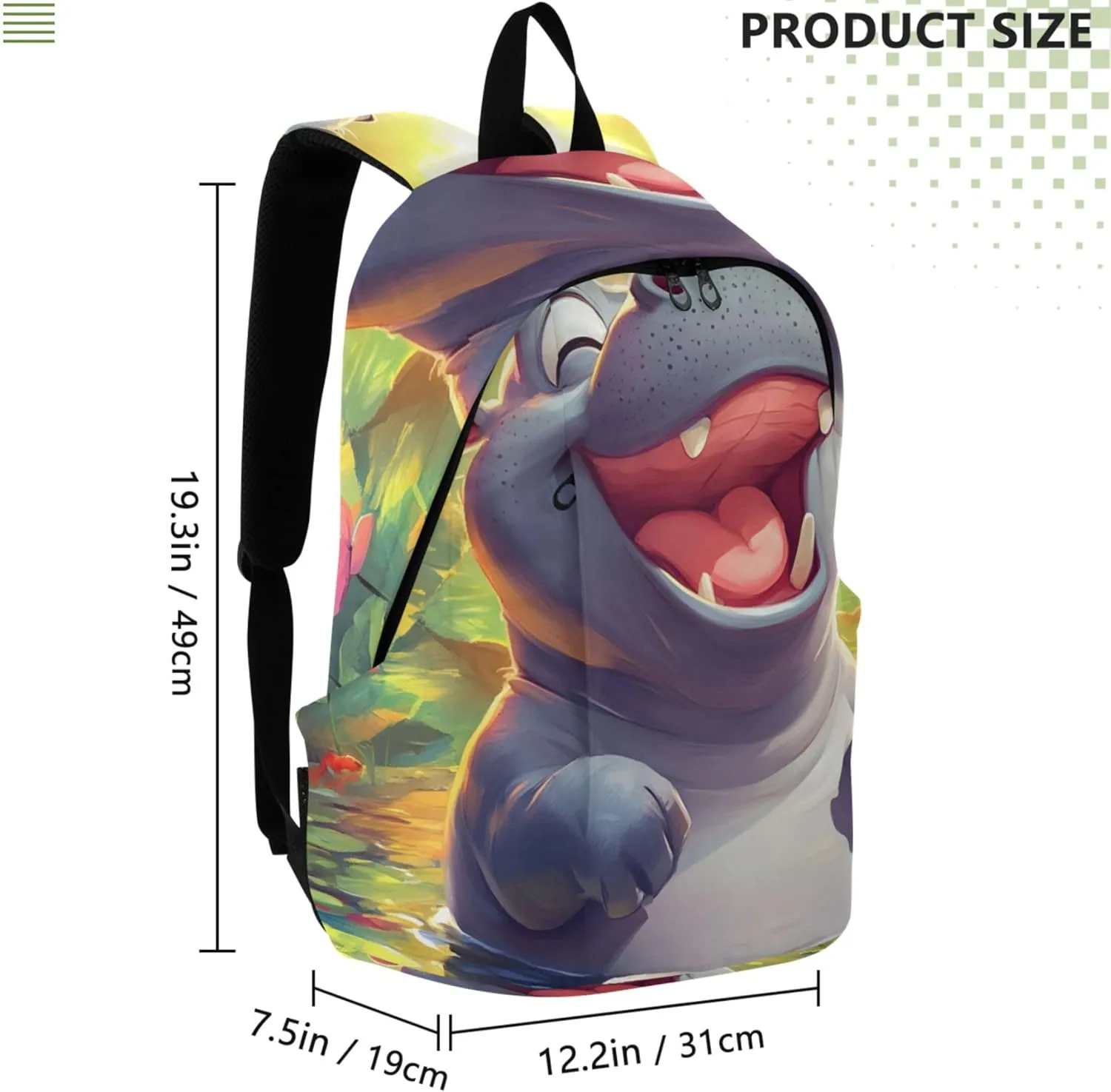 Cute Cartoon Hippo Animal Womens Casual Backpack Daypack Cute School Backpack for Teens