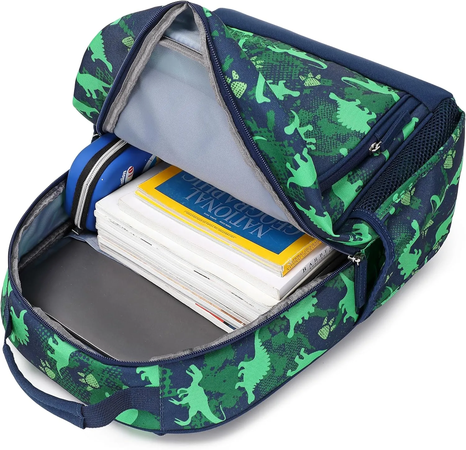 Cute Dinosaur Backpack for Boys Elementary School Bag for Kids 6-10 (Green Dinosaur)
