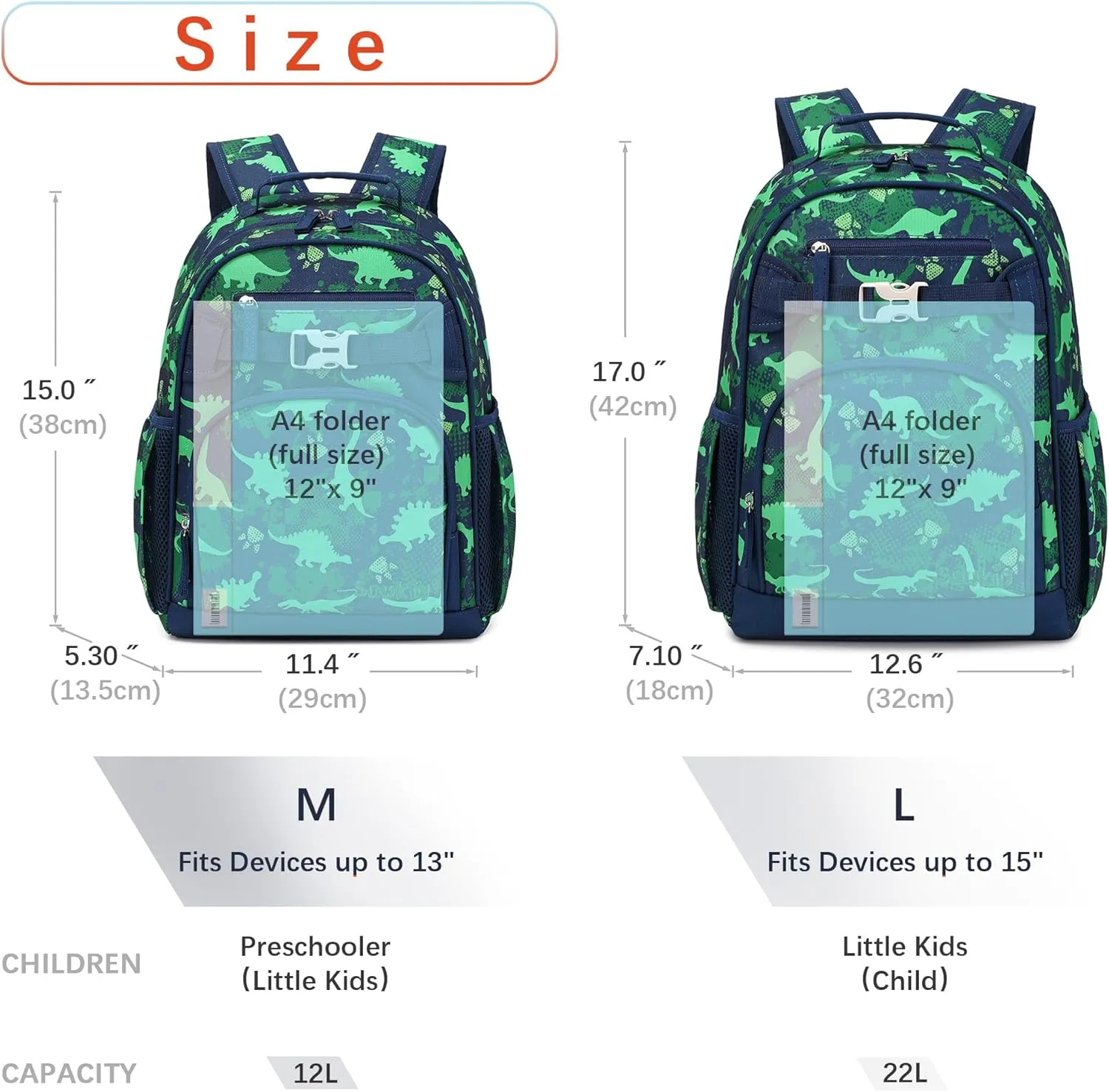 Cute Dinosaur Backpack for Boys Elementary School Bag for Kids 6-10 (Green Dinosaur)