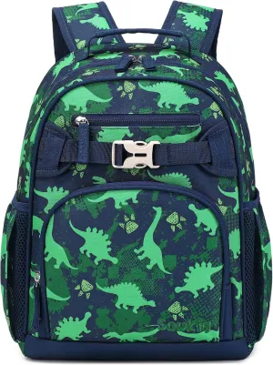 Cute Dinosaur Backpack for Boys Elementary School Bag for Kids 6-10 (Green Dinosaur)