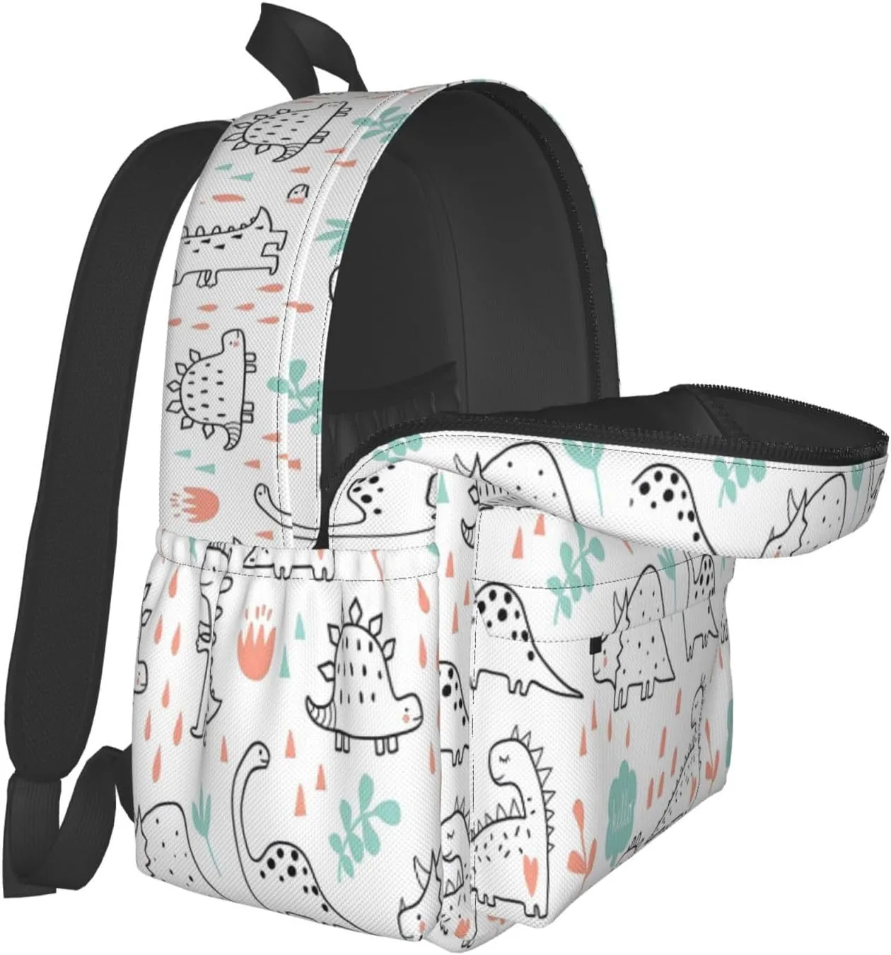 Cute Dinosaurs And Tropic Plants Laptop Backpack Shoulder Bag Laptop Pack Travel Backpacks Commuter Back Pack Casual Daypack Bags With Side Pockets