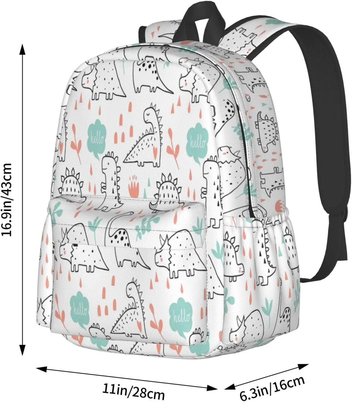 Cute Dinosaurs And Tropic Plants Laptop Backpack Shoulder Bag Laptop Pack Travel Backpacks Commuter Back Pack Casual Daypack Bags With Side Pockets