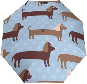 Cute Dog Heads Compact Travel Umbrella, Windproof Waterproof Stick Umbrella Protection Umbrellas