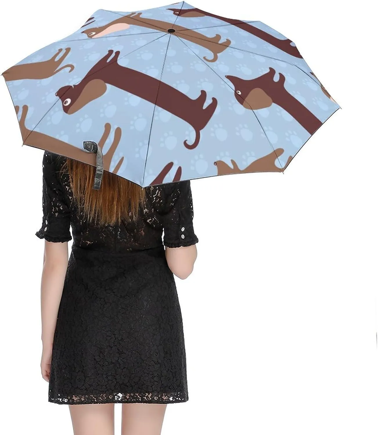 Cute Dog Heads Compact Travel Umbrella, Windproof Waterproof Stick Umbrella Protection Umbrellas