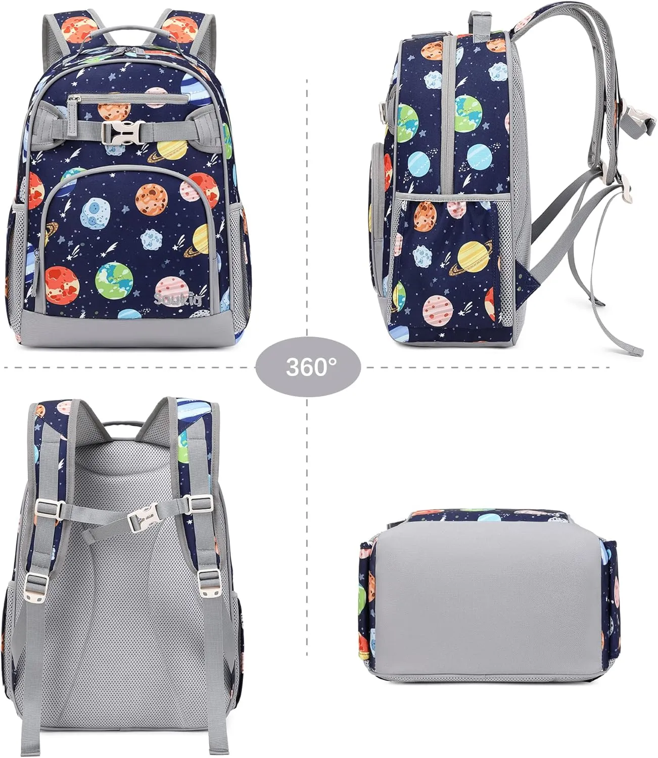 Cute Elementary School Backpack for Boys Primary School Bag Outer Space Bookbag for Kids 6-10 (Outer Space)