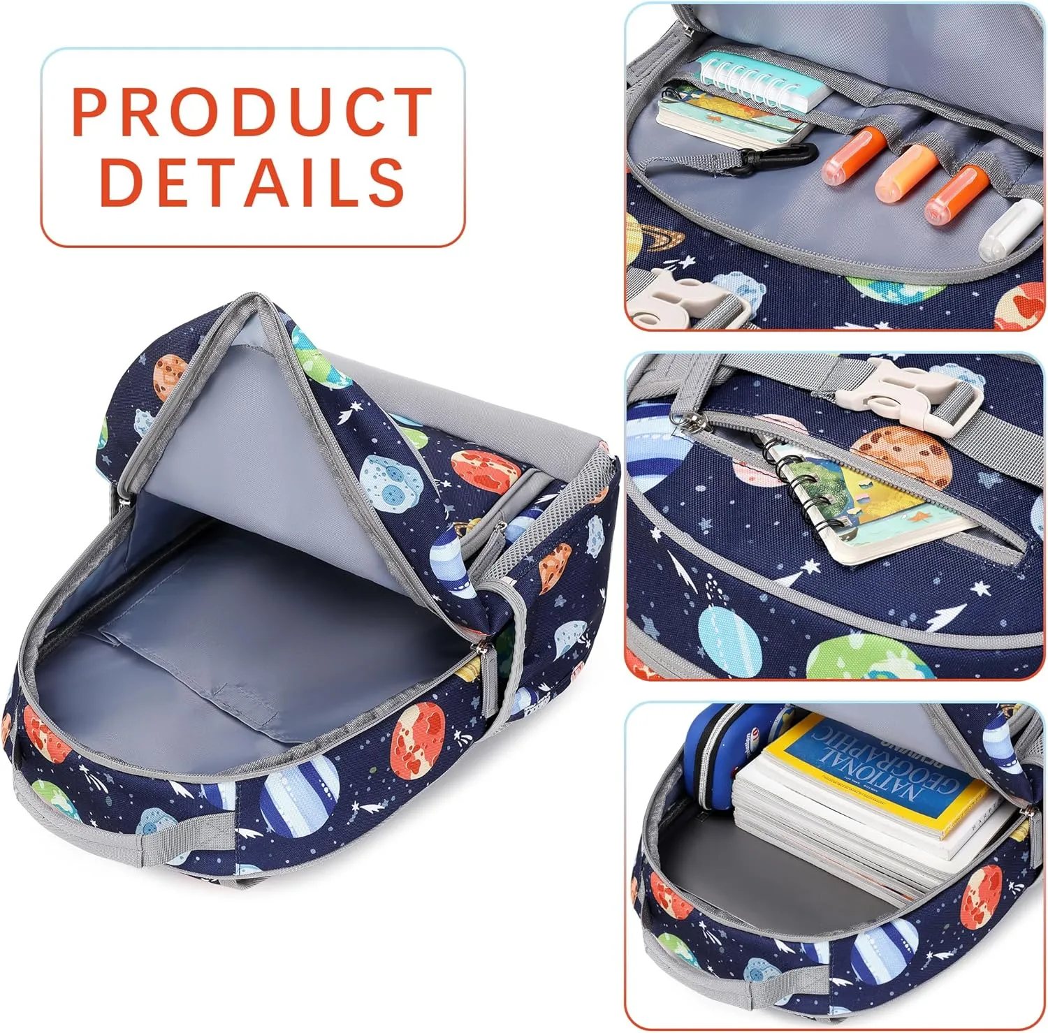 Cute Elementary School Backpack for Boys Primary School Bag Outer Space Bookbag for Kids 6-10 (Outer Space)