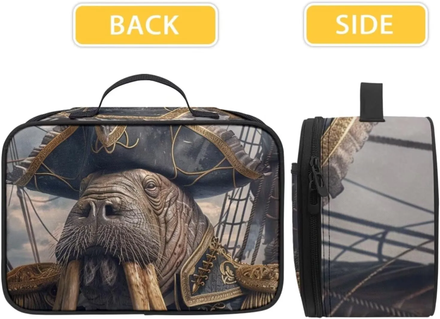 Cute Lunch Bag for Girls Boys Cool Walrus Lunch Boxes for School Picnic Beach Travel Compact Lightweight Insulated Lunchbox with Pocket Bento Box Bag
