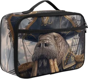 Cute Lunch Bag for Girls Boys Cool Walrus Lunch Boxes for School Picnic Beach Travel Compact Lightweight Insulated Lunchbox with Pocket Bento Box Bag