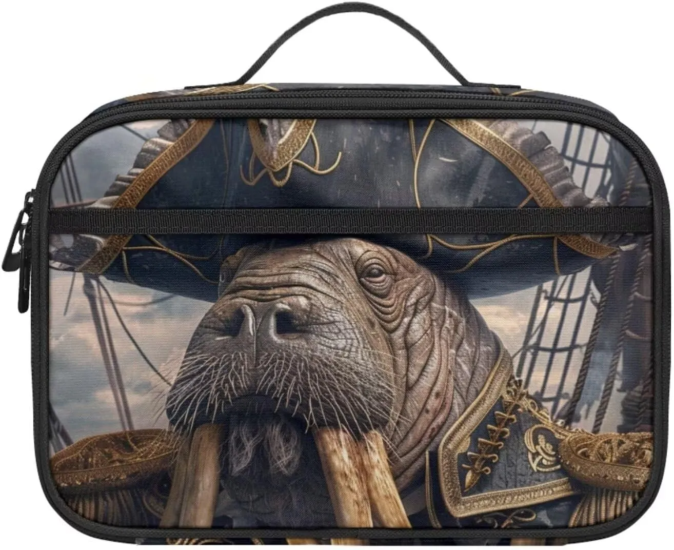 Cute Lunch Bag for Girls Boys Cool Walrus Lunch Boxes for School Picnic Beach Travel Compact Lightweight Insulated Lunchbox with Pocket Bento Box Bag