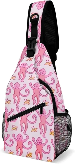 Cute Monkey Banana Sling Backpack Man Womens Crossbody Backpack Chest Bag Gym Daypack Travel Bag Casual Daypacks Outdoor Backpacks
