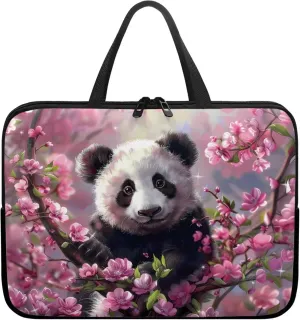 Cute Panda Flowers Pattern Laptop Bag 10-17 Inch Laptop Case Computer Carrying Case Laptop Sleeve Bag for Girl Women(Pink)