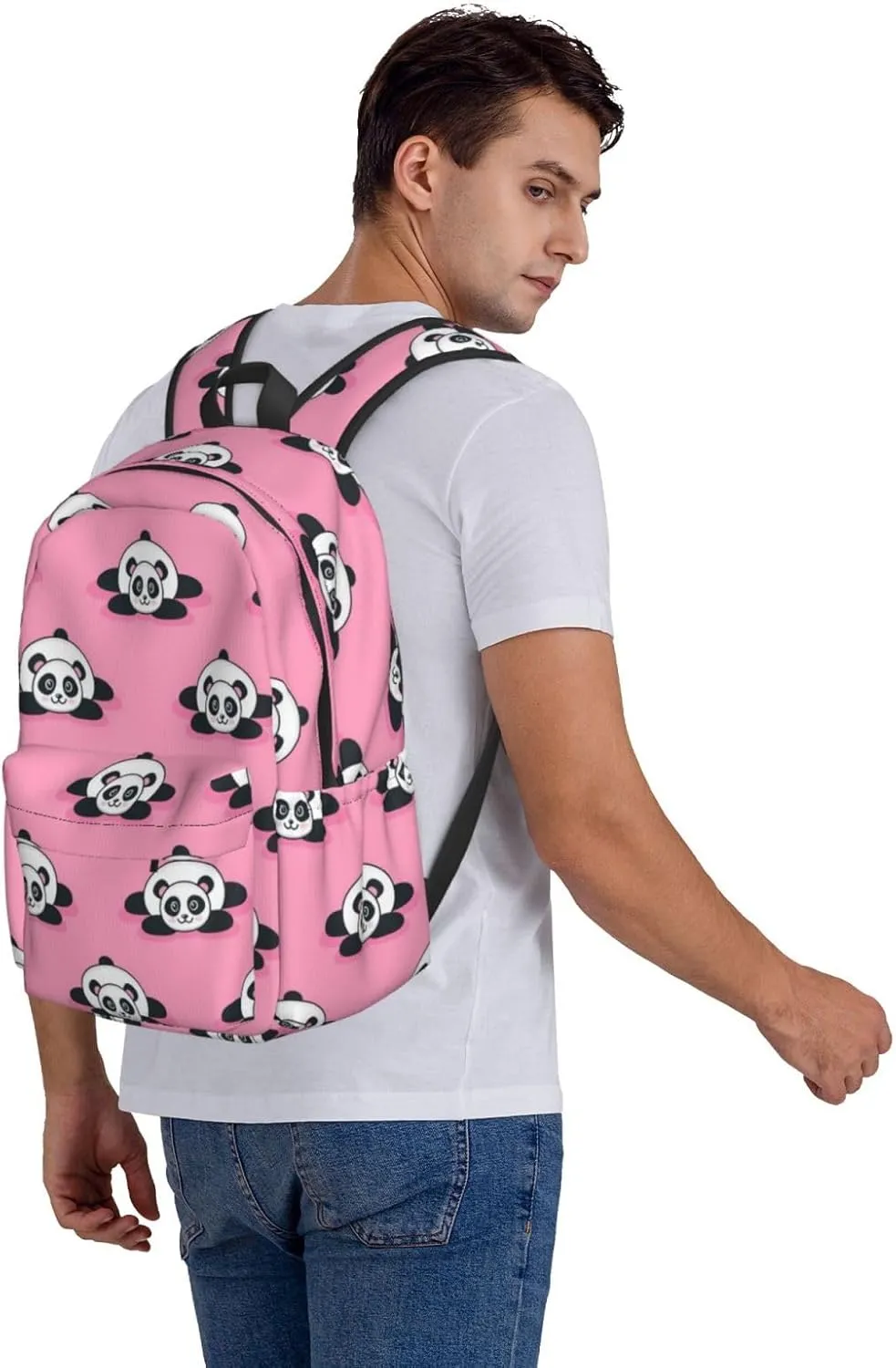 Cute Panda Unisex Backpacks 15in Laptop Backpack Multipurpose Double Shoulder Bag For Men Women Gifts
