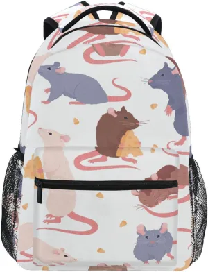 Cute Rat Animals Pattern Boys Girls Kids School Backpacks Bookbag, School Bag Travel Backpack Daypack