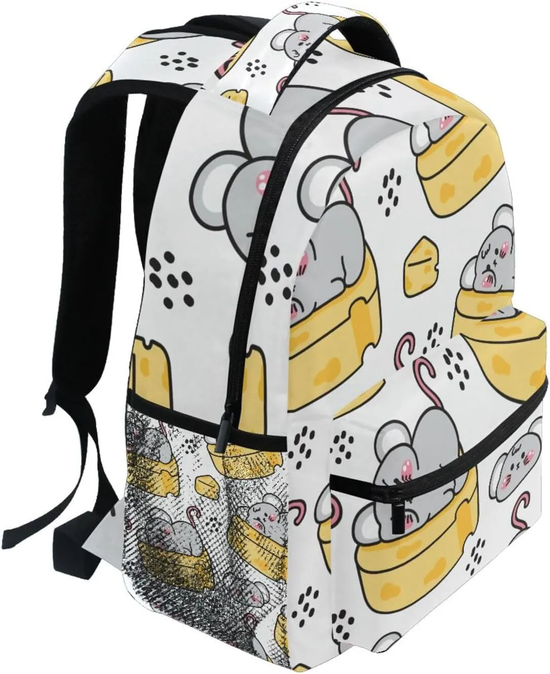 Cute Rat Cheese Pattern Boys Girls Kids School Backpacks Bookbag, School Bag Travel Backpack Daypack