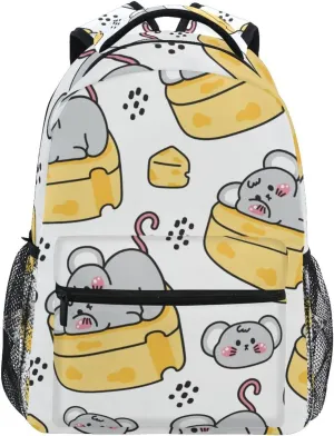 Cute Rat Cheese Pattern Boys Girls Kids School Backpacks Bookbag, School Bag Travel Backpack Daypack