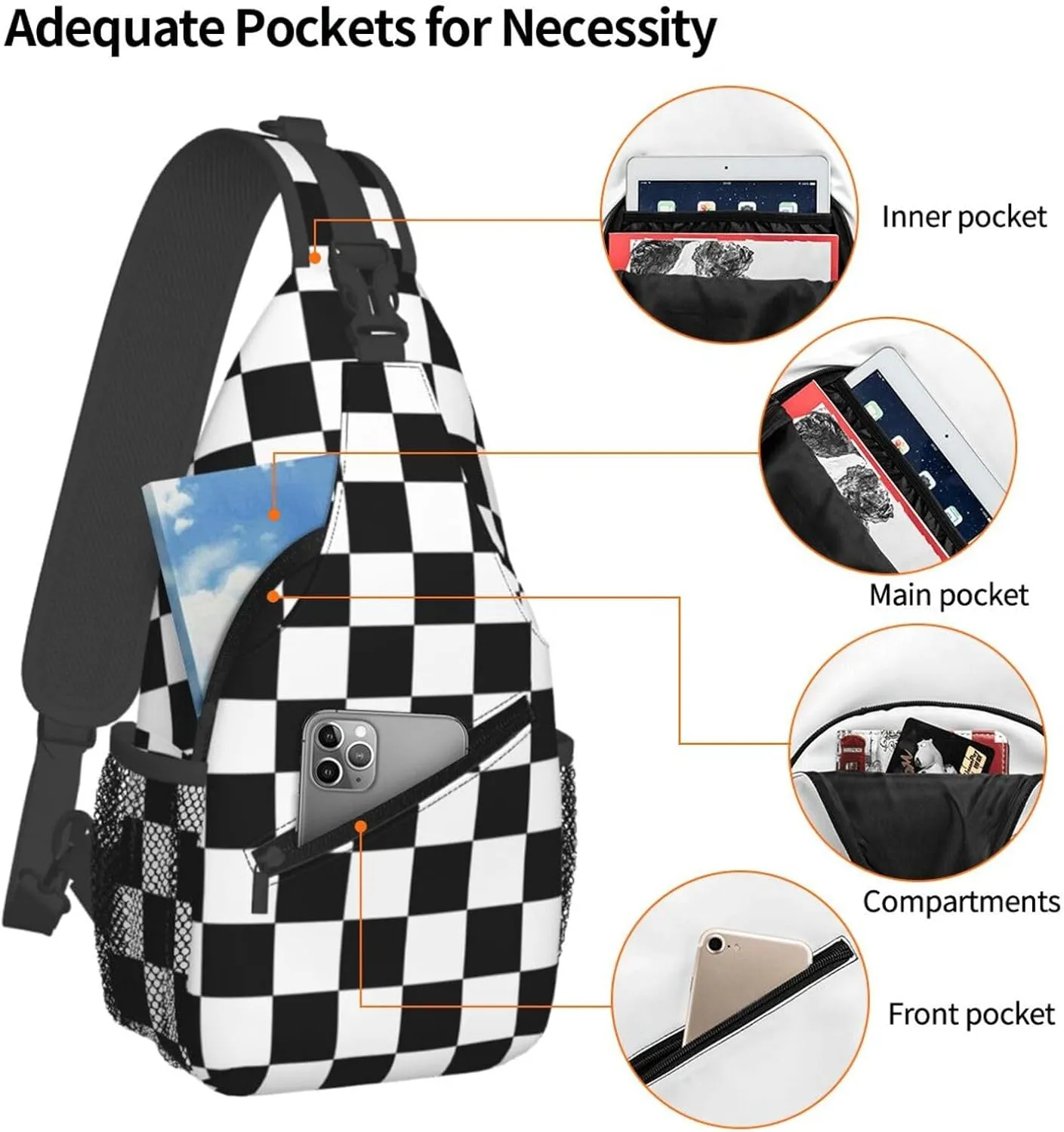 Cute Sea Otters Sling Bag Casual Chest Bags Adjustable Crossbody Bag Shoulder Backpack For Travel Hiking