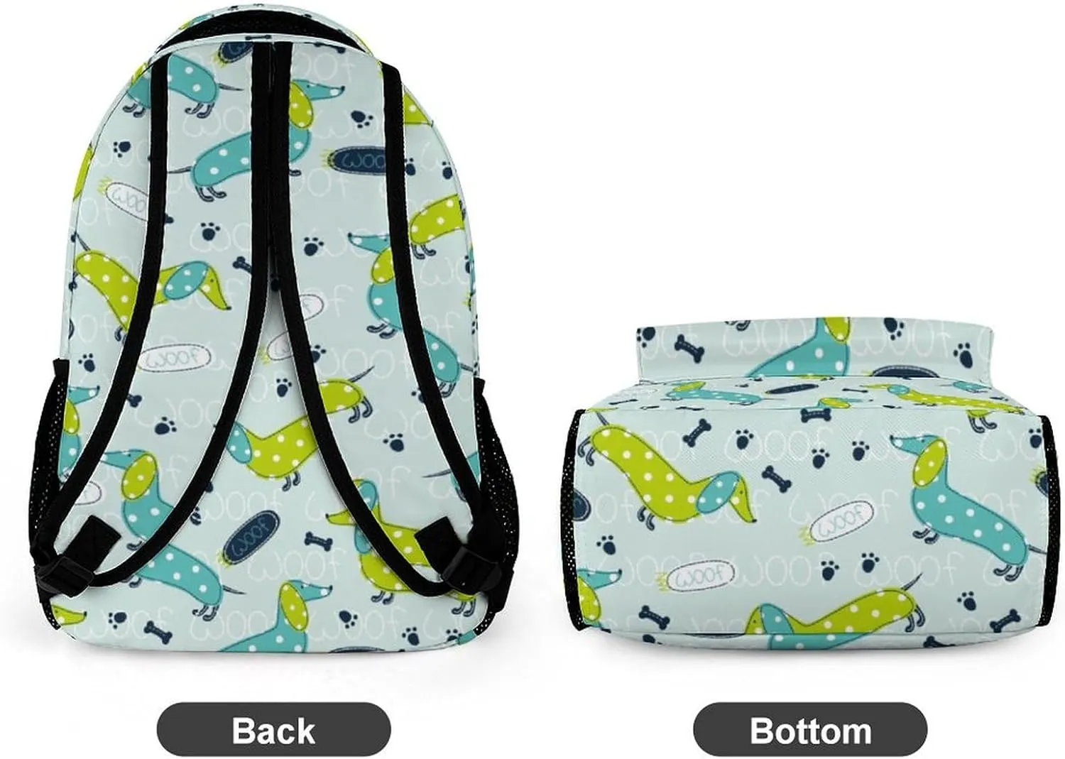 Dachshund Backpack for Kids Girls Boys School, 16 Inches Cute Dachshunds Dog Theme Bookbag, Adjustable, Lightweight, Large Capacity, Colorful Daily Casual Backpacks