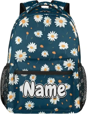Daisy Flower Print Large Backpack Fashion Travel Backpacks for Business Women Men Casual Laptop Bag Waterproof Lightweight Shoulder Bags 16in
