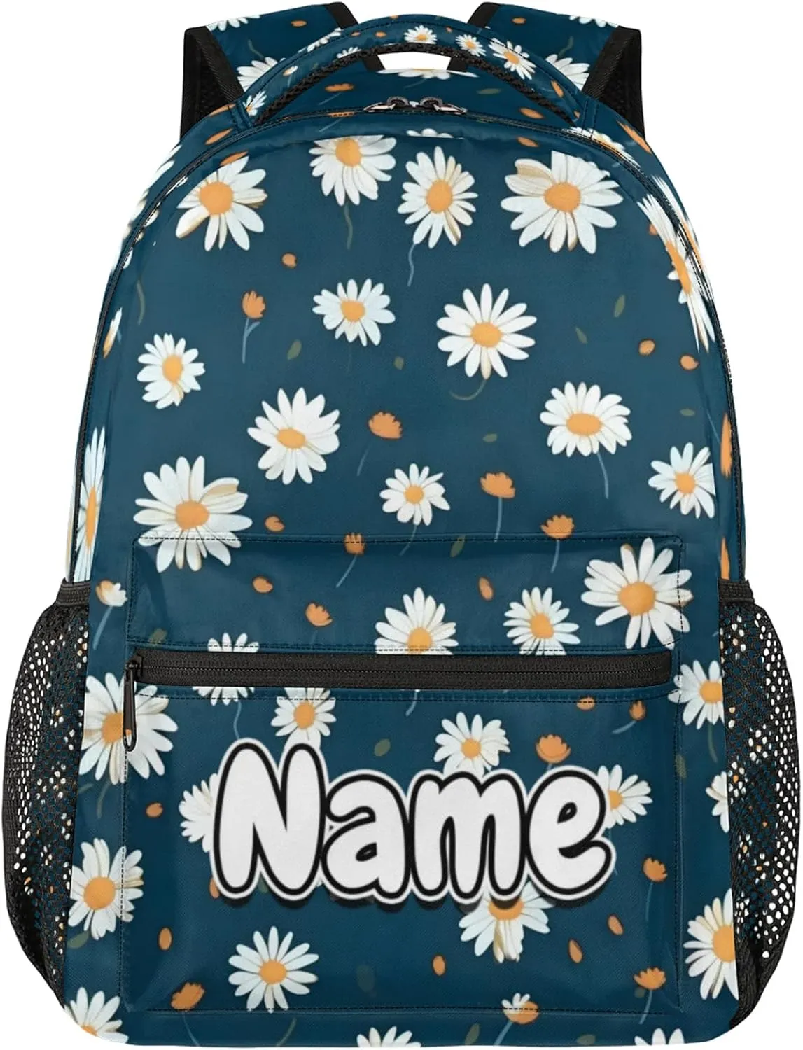Daisy Flower Print Large Backpack Fashion Travel Backpacks for Business Women Men Casual Laptop Bag Waterproof Lightweight Shoulder Bags 16in