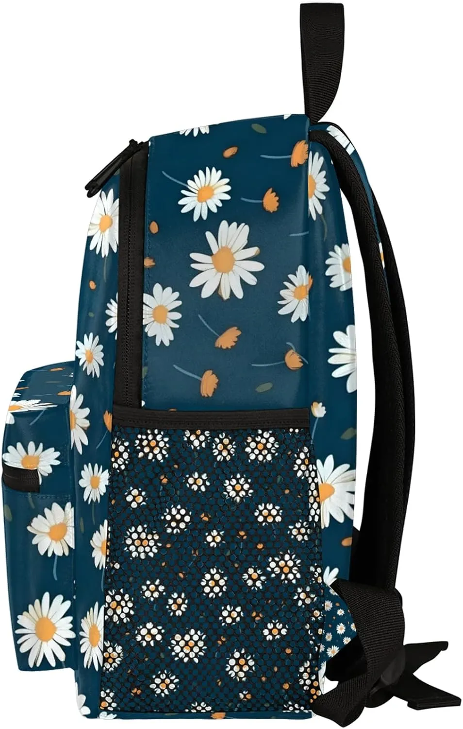 Daisy Flower Print Personalized Backpack Bag with Name Lightweight Custom Shoulder Bags Waterproof Casual Backpacks Travel Laptop Bag for Work Picnic 12in