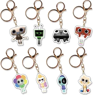 Dandys World Keychain Figures - Acrylic Pendant Keyrings, Vee Goob Cosmo Pebble & Dandy Worlds Merch
