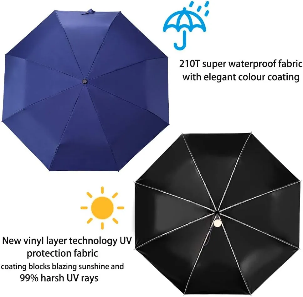 DBA FDJASGY Sun Umbrella Compact Folding Travel Umbrella Auto Open and Close for Windproof, Rainproof & 99.9% UV Protection Parasol with Black Anti-UV Coating