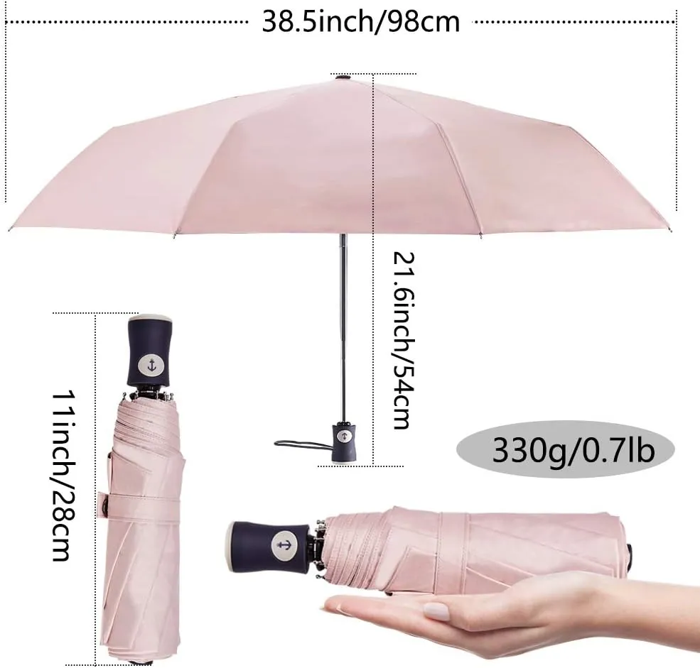DBA FDJASGY Sun Umbrella Compact Folding Travel Umbrella Auto Open and Close for Windproof, Rainproof & 99.9% UV Protection Parasol with Black Anti-UV Coating