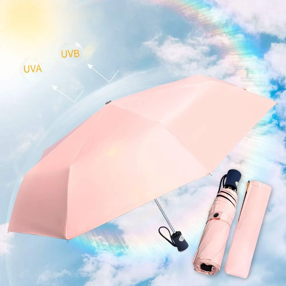 DBA FDJASGY Sun Umbrella Compact Folding Travel Umbrella Auto Open and Close for Windproof, Rainproof & 99.9% UV Protection Parasol with Black Anti-UV Coating