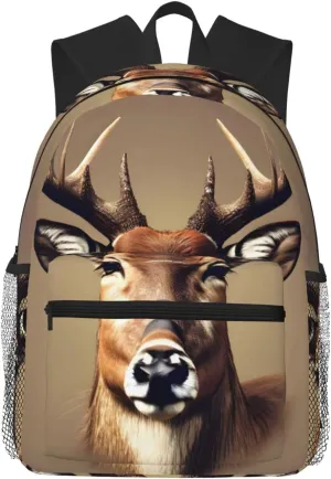 Deer head printing College Backpacks,Backpacks With Pockets, Lightweight Bookbag For College for Women Men