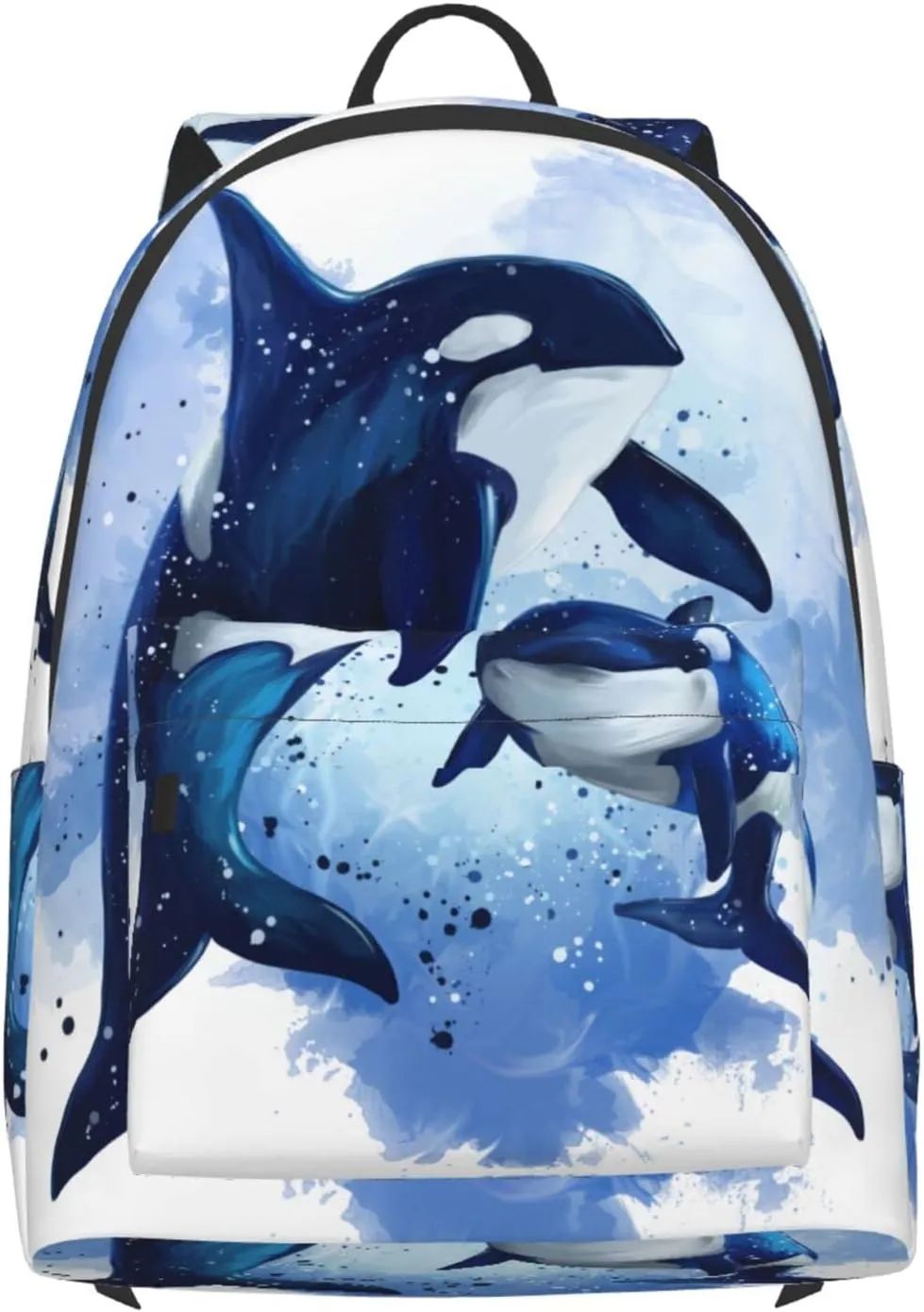 Delerain 16 Inch Backpack Two Killer Whales Laptop Backpack School Bookbag Full Print Shoulder Bag Travel Daypack