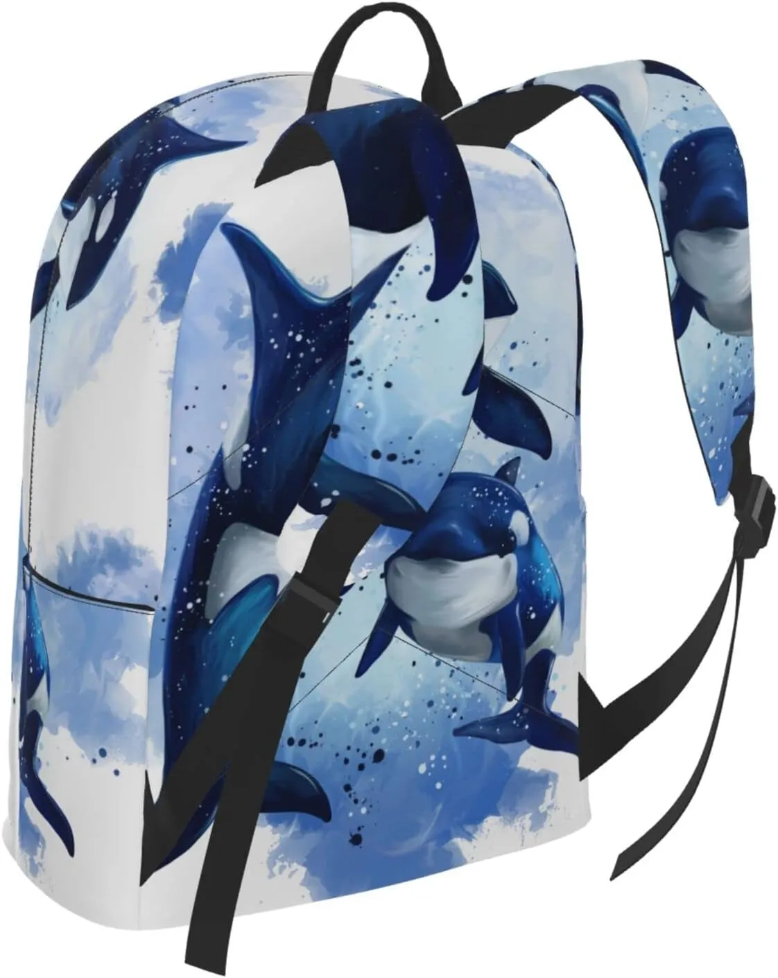 Delerain 16 Inch Backpack Two Killer Whales Laptop Backpack School Bookbag Full Print Shoulder Bag Travel Daypack