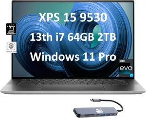 Dell XPS 15 9530 Business Laptop (15.6" FHD , Intel 10-Core i7-13620H (Beat i9-12900H), 64GB DDR5 RAM, 2TB SSD), Backlit, Fingerprint, Thunderbolt 4, Wi-Fi 6, IST HUB, Win 11 Pro w/AI Copilot, Silver