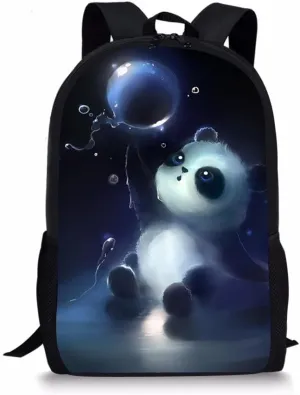 Dellukee Cartoon School Backpacks For Girls Panda Pattern Cute Lightweight Daypack Book Bag One_Size