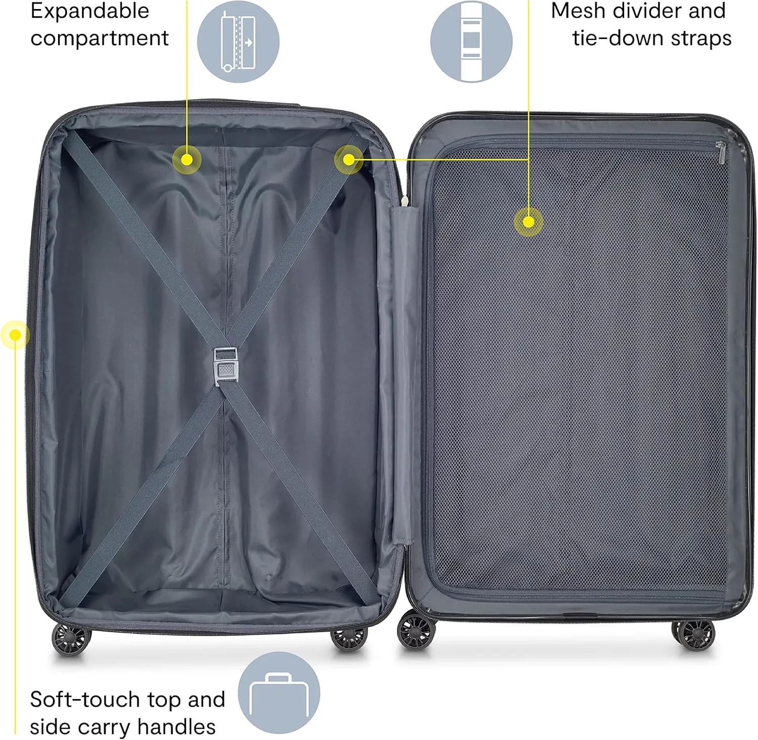 DELSEY PARIS Helium Aero Hardside Expandable Luggage with Spinner Wheels, Titanium, Carry-On 19 Inch