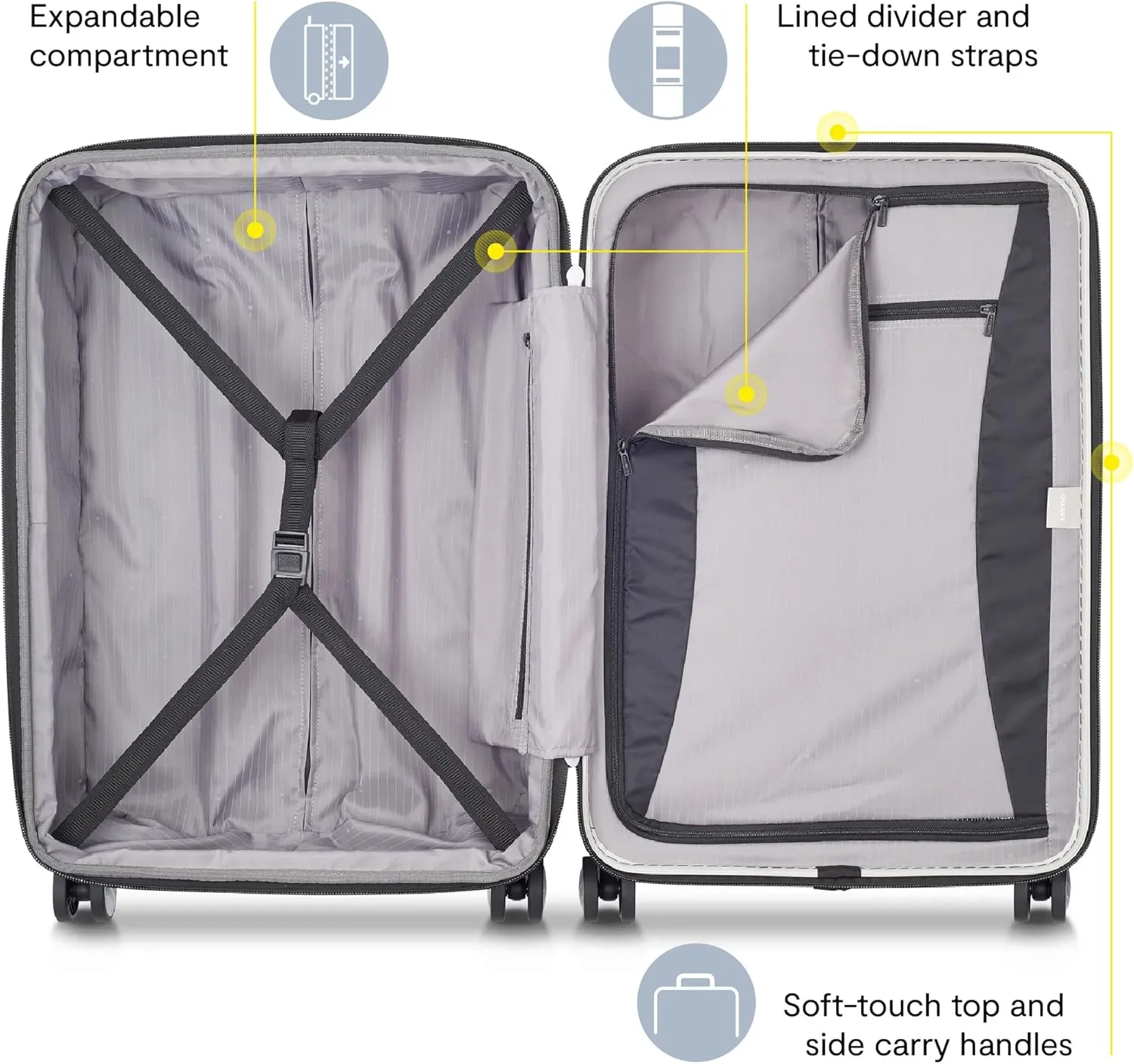 DELSEY PARIS Titanium Hardside Expandable Luggage with Spinner Wheels, Black, Carry-On 19 Inch