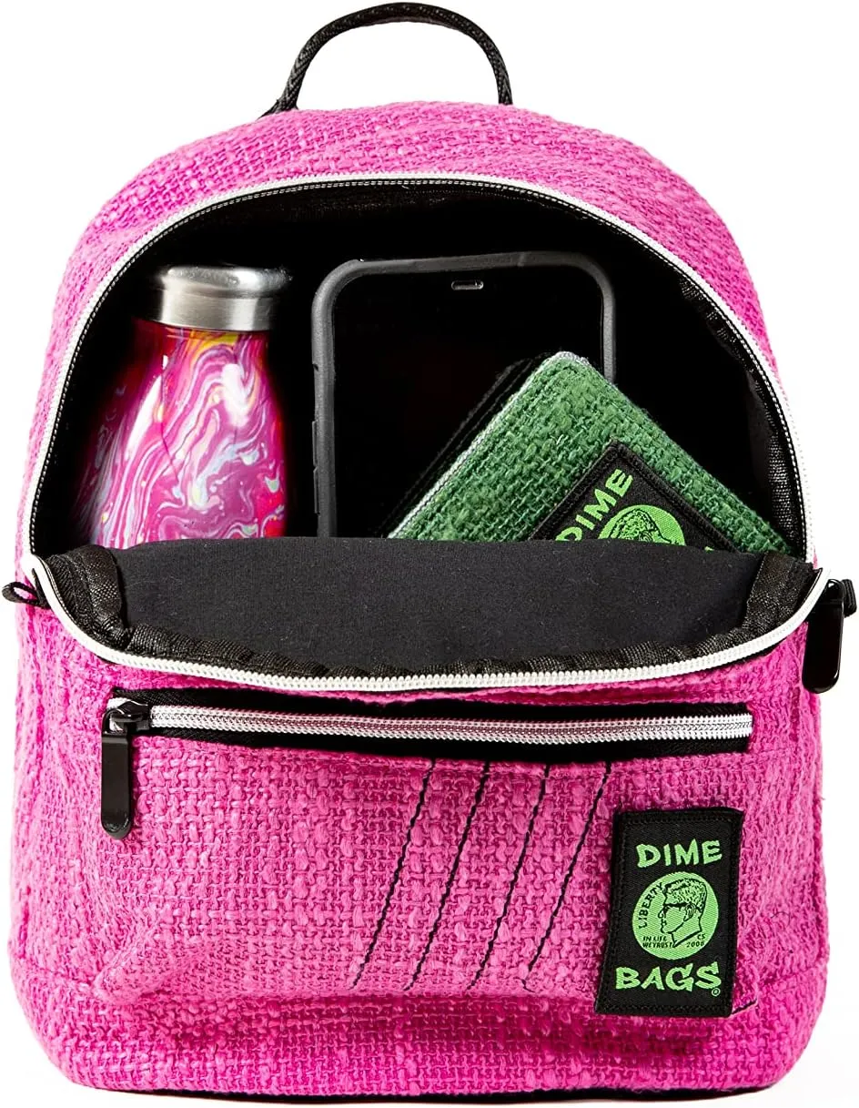 DIME BAGS - Festy Bound, Stylish Mini Backpack with (Hemp Material, Magenta)