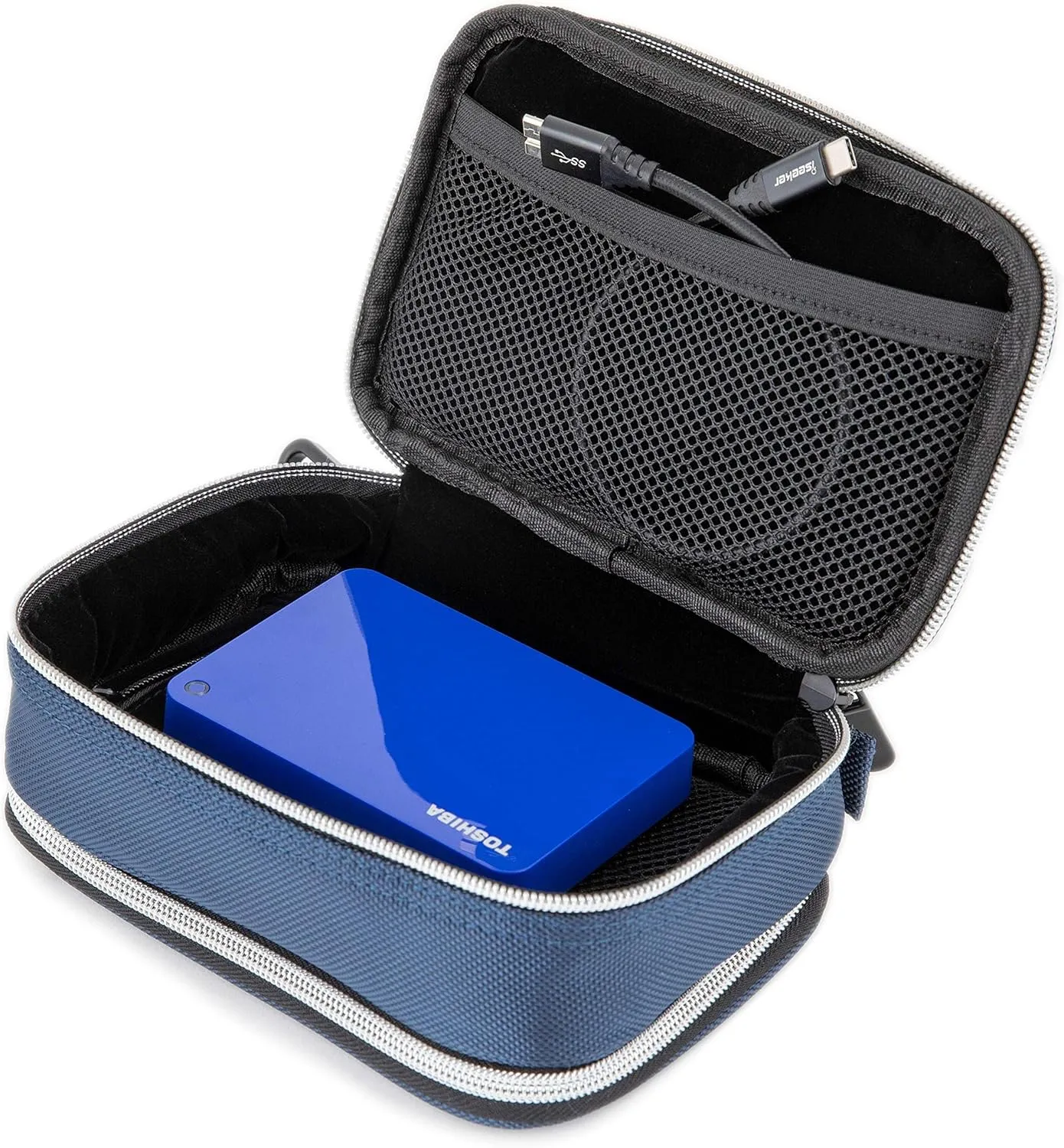 DIME BAGS - Pod Padded Travel Case with Keychain Clip - Protective Water-Resistant Pouch with Padded Interior (7 Inch, Cobalt)