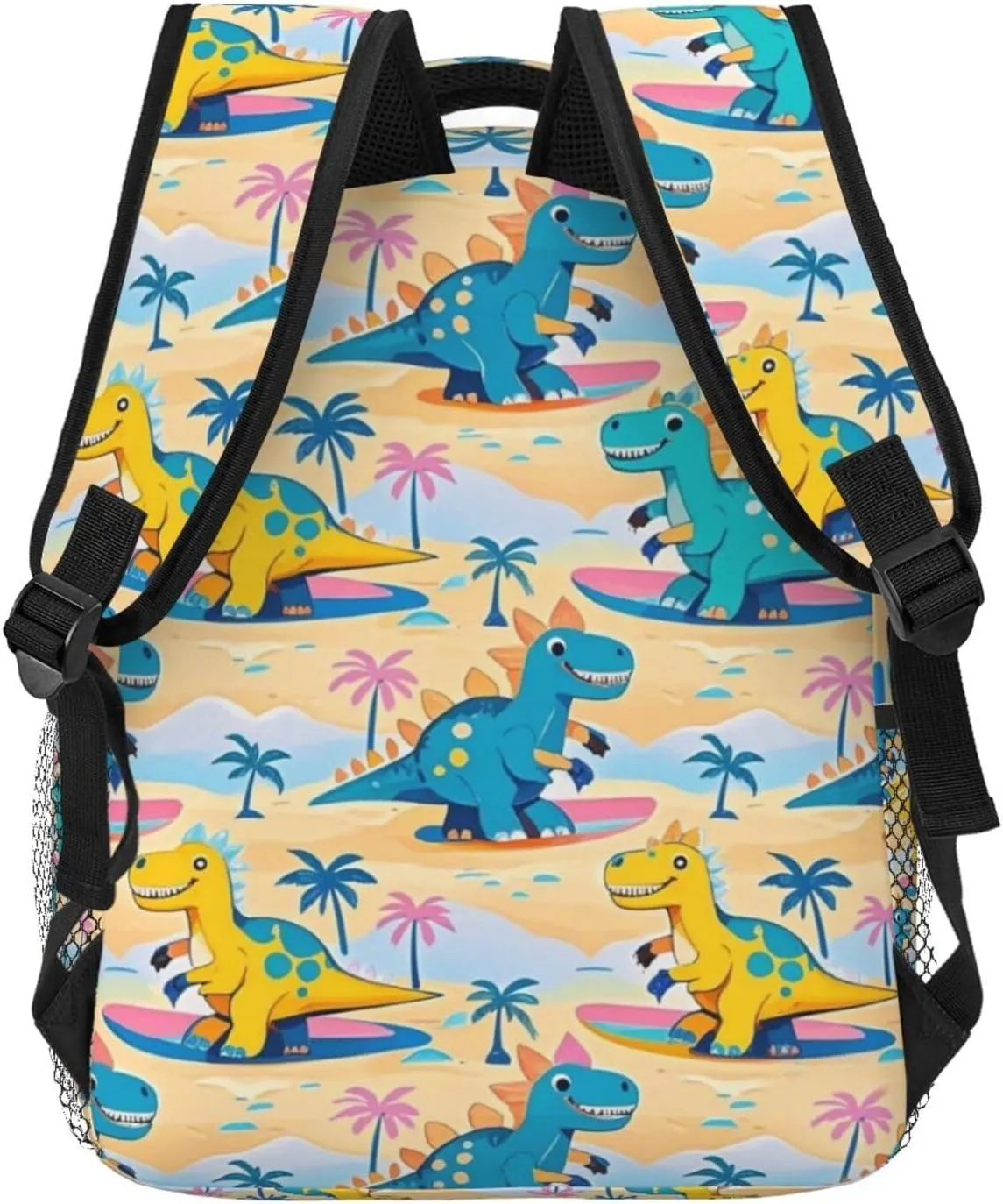 Dinosaur Beach Fun Adult Backpacks 15 Inch Laptop Backpack Double Shoulder Bag for Work Travel Gifts