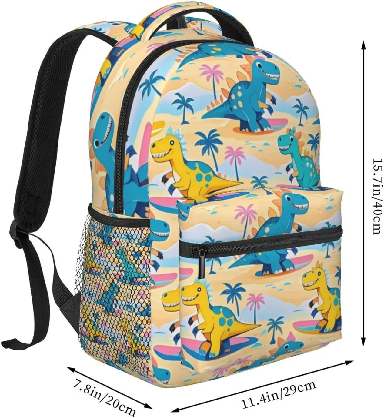 Dinosaur Beach Fun Adult Backpacks 15 Inch Laptop Backpack Double Shoulder Bag for Work Travel Gifts