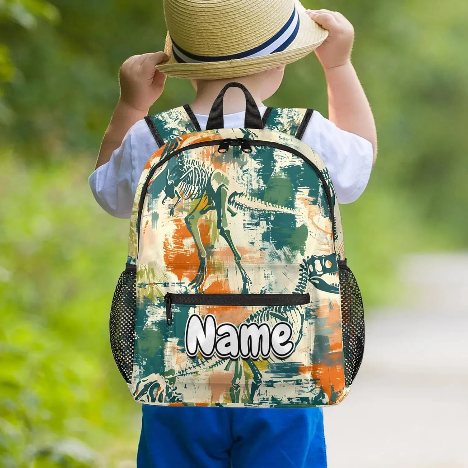 Dinosaurs Art Personalized Backpack Bag with Name Lightweight Custom Shoulder Bags Waterproof Casual Backpacks Travel Laptop Bag for Work Picnic 12in