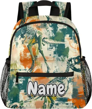 Dinosaurs Art Personalized Backpack Bag with Name Lightweight Custom Shoulder Bags Waterproof Casual Backpacks Travel Laptop Bag for Work Picnic 12in