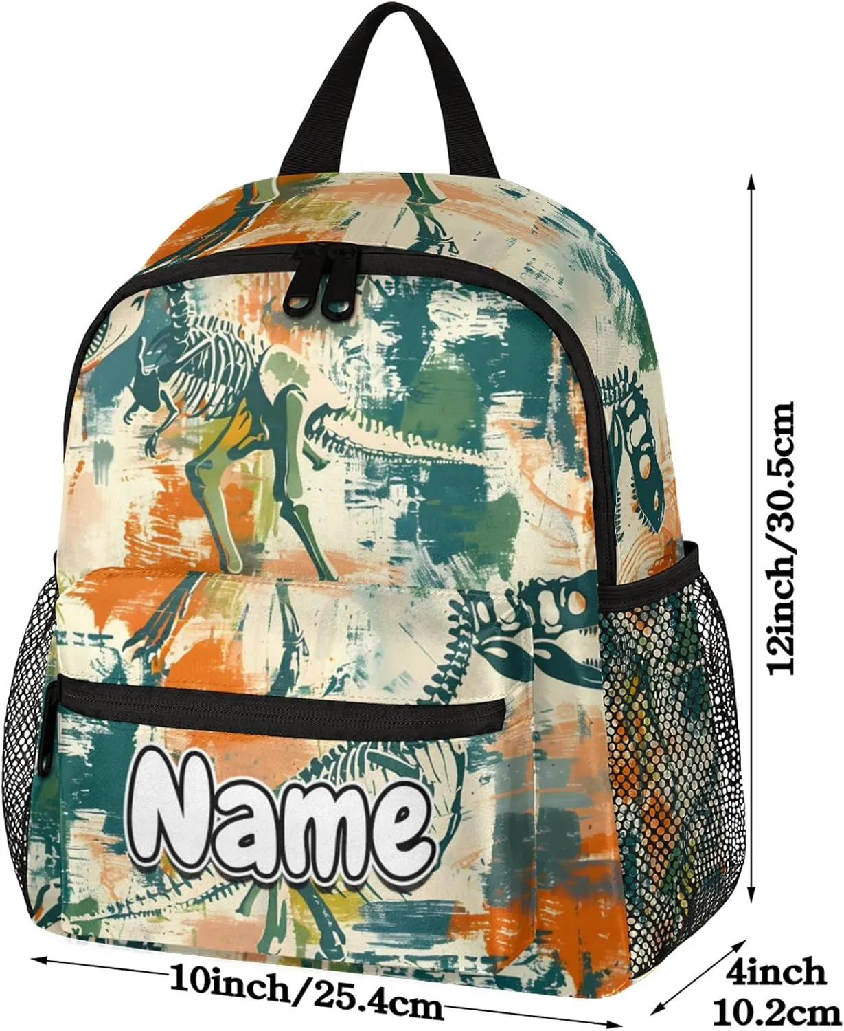 Dinosaurs Art Personalized Backpack Bag with Name Lightweight Custom Shoulder Bags Waterproof Casual Backpacks Travel Laptop Bag for Work Picnic 12in